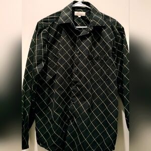 Eighty Eight Men's Black Geometric Design Button Up Long Sleeve Shirt Size Med.